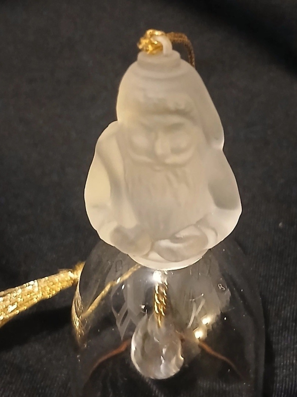 Vtg Lenox Frosted Crystal Santa Bell Christmas Ornament St Nicholas Edition 1989